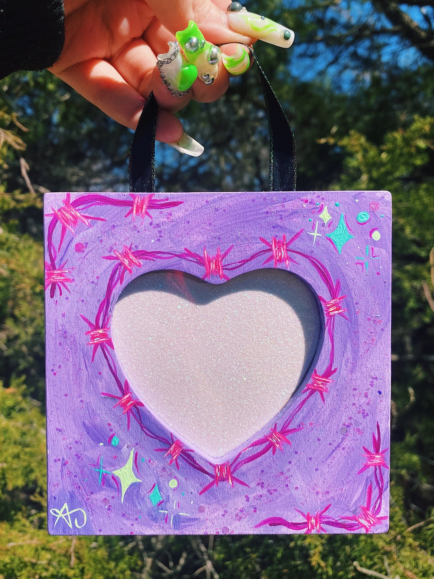 Pastel Painted Heart-Shaped Picture Frames
